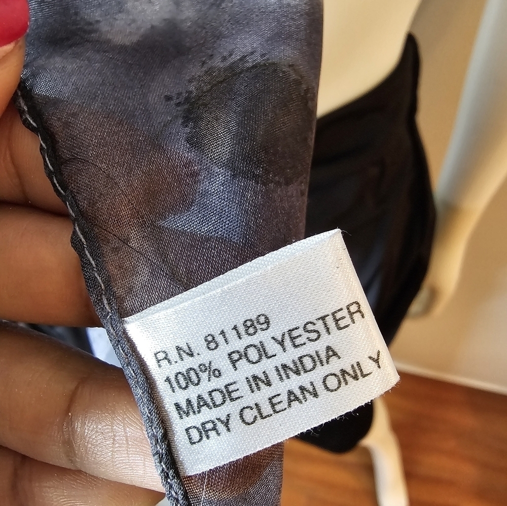 Vintage Charcoal Polyester Rectangular Scarf With… - image 6